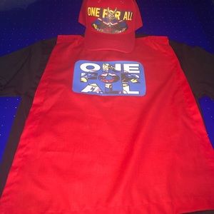 All for one costume shirt attachable cape and cap